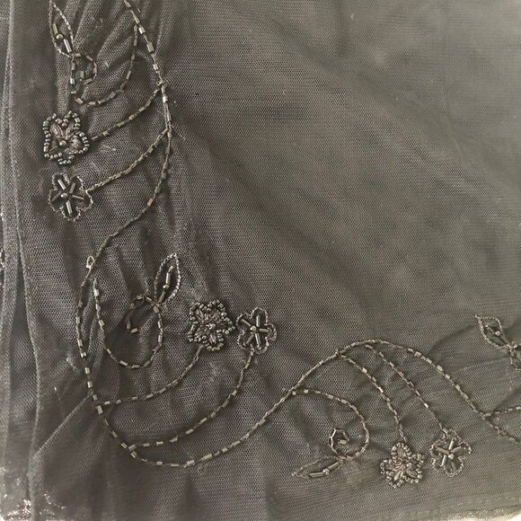 Elegant Sheer Beaded Black Scarf Evening Shawl 20"x78" - Picture 12 of 12
